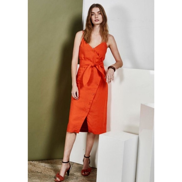 orange button up dress